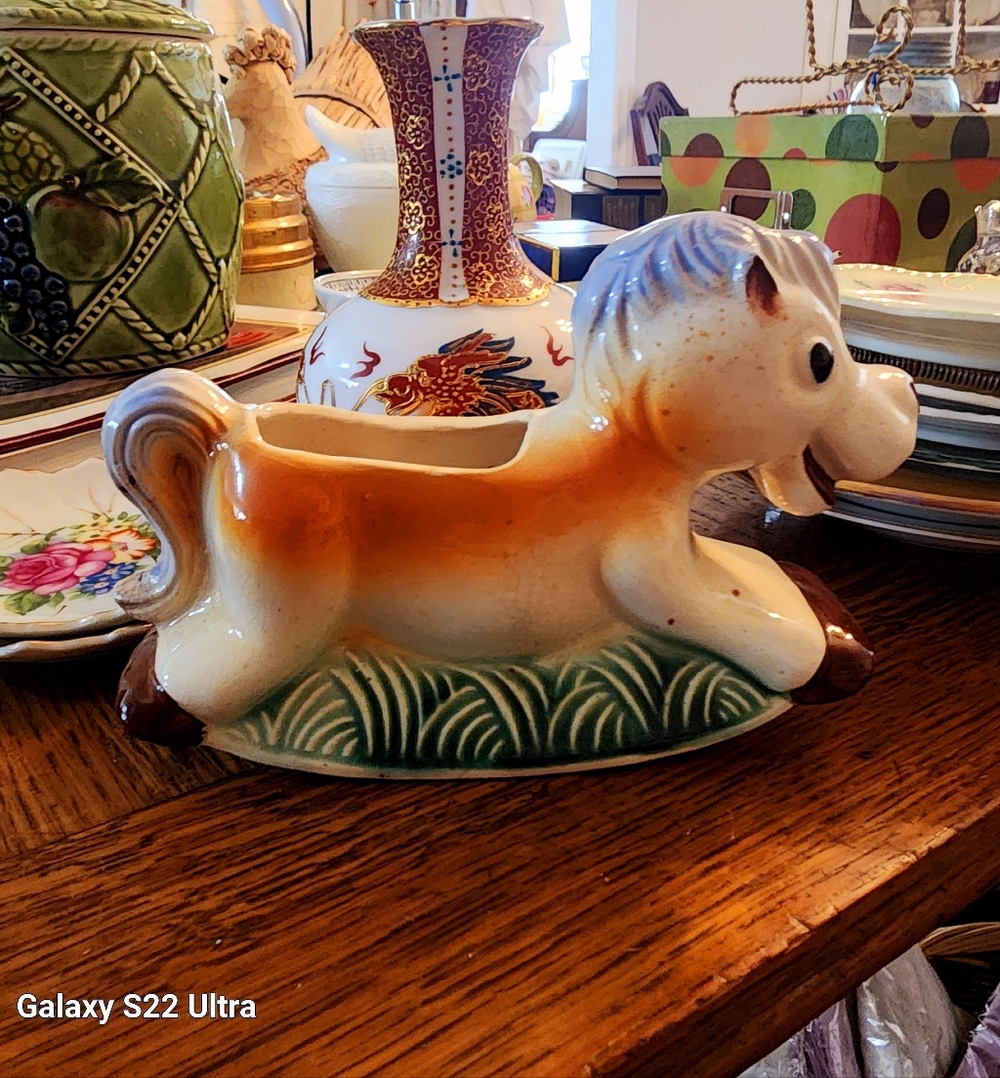 Rocking Horse Planter, Occupied Japan